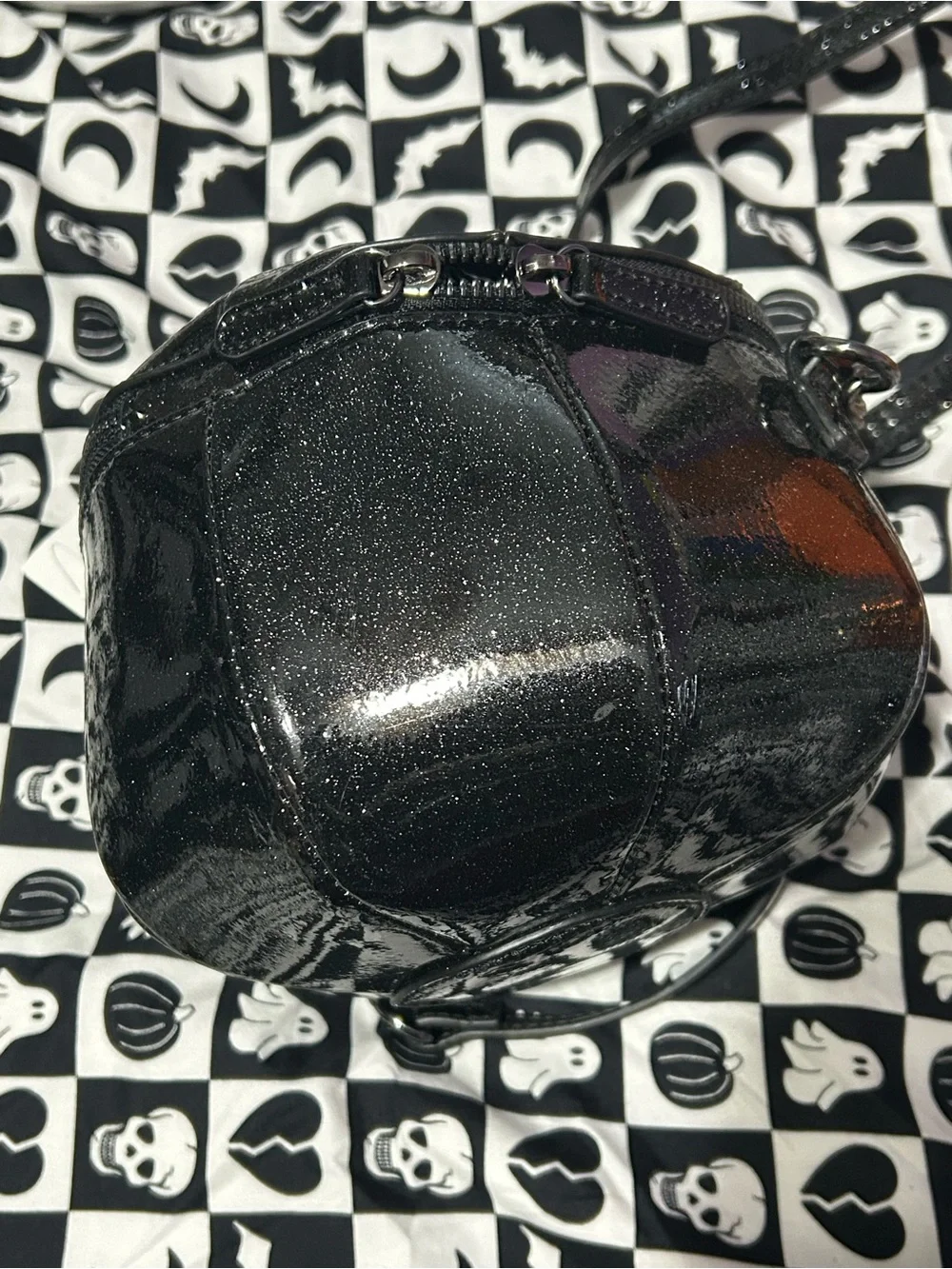 Goth Halloween glitter Pumpkin jack o lantern Crossbody Bag